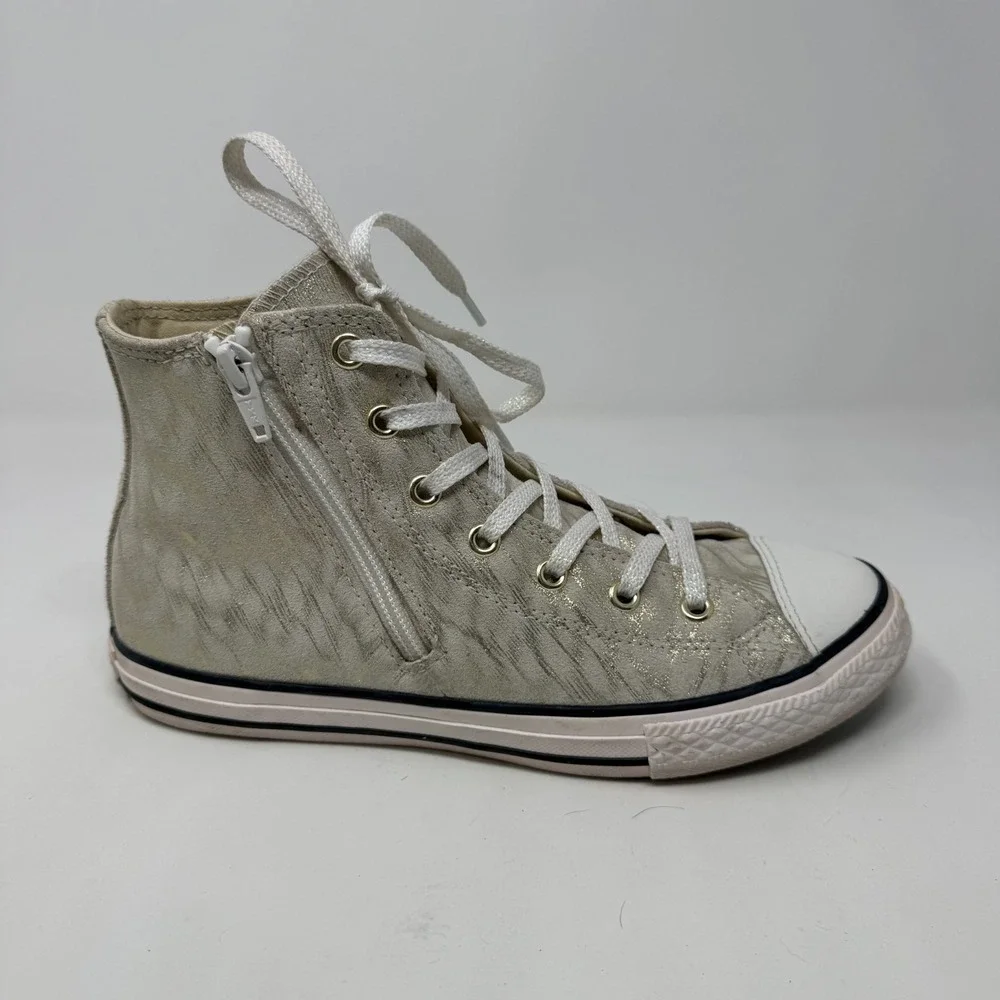 Converse Chuck Taylor Ctas Side Zipper Gold Brush Junior Girls Size 5